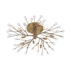 LightFixturesUSA - Mid - Century Firework Crystal Branching Semi Flush Mount - Ceiling Light - Gold - 