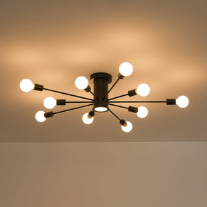 LightFixturesUSA-Mid-Century Flush Mount Sputnik Ceiling Light-Ceiling Light-Black-