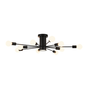 LightFixturesUSA-Mid-Century Flush Mount Sputnik Ceiling Light-Ceiling Light-Black-