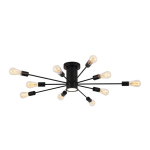 LightFixturesUSA-Mid-Century Flush Mount Sputnik Ceiling Light-Ceiling Light-Black-
