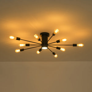 LightFixturesUSA-Mid-Century Flush Mount Sputnik Ceiling Light-Ceiling Light-Black-