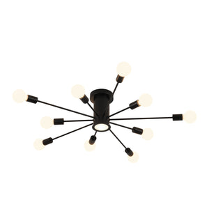 LightFixturesUSA-Mid-Century Flush Mount Sputnik Ceiling Light-Ceiling Light-Black-