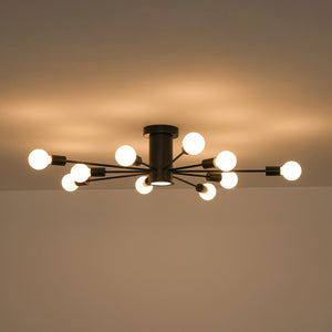 LightFixturesUSA-Mid-Century Flush Mount Sputnik Ceiling Light-Ceiling Light-Black-