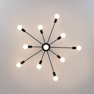 LightFixturesUSA-Mid-Century Flush Mount Sputnik Ceiling Light-Ceiling Light-Black-