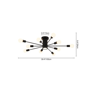 LightFixturesUSA-Mid-Century Flush Mount Sputnik Ceiling Light-Ceiling Light-Black-