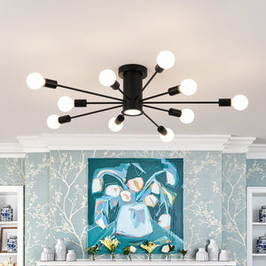 LightFixturesUSA-Mid-Century Flush Mount Sputnik Ceiling Light-Ceiling Light-Gold-