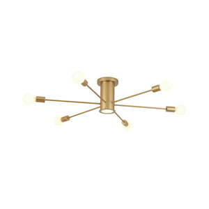 LightFixturesUSA-Mid-Century Flush Mount Sputnik Ceiling Light-Ceiling Light-White-10 + 1 LED