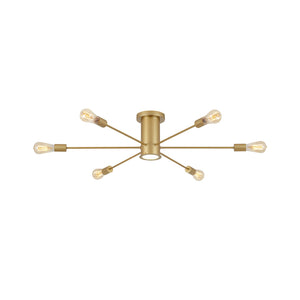 LightFixturesUSA-Mid-Century Flush Mount Sputnik Ceiling Light-Ceiling Light-White-10 + 1 LED