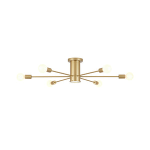 LightFixturesUSA-Mid-Century Flush Mount Sputnik Ceiling Light-Ceiling Light-White-10 + 1 LED