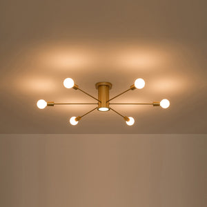 LightFixturesUSA-Mid-Century Flush Mount Sputnik Ceiling Light-Ceiling Light-White-10 + 1 LED