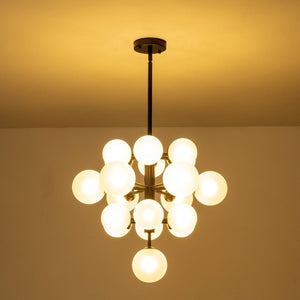 LightFixturesUSA-Mid-Century Frosted Glass Bubble Tiered Sputnik Chandelier-Chandelier-Black-