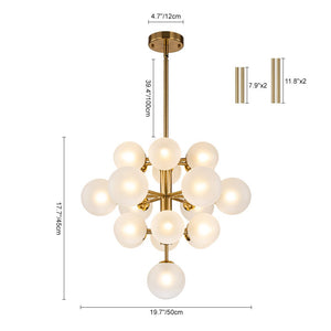 LightFixturesUSA-Mid-Century Frosted Glass Bubble Tiered Sputnik Chandelier-Chandelier-Black-