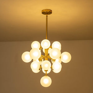 LightFixturesUSA-Mid-Century Frosted Glass Bubble Tiered Sputnik Chandelier-Chandelier-Black-
