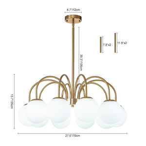 LightFixturesUSA-Mid-Century Frosted Glass Globe Bubble Round Chandelier-Chandelier-10-Lt-Black