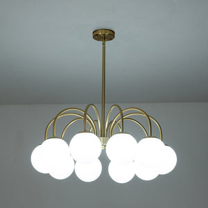 LightFixturesUSA-Mid-Century Frosted Glass Globe Bubble Round Chandelier-Chandelier-10-Lt-Black