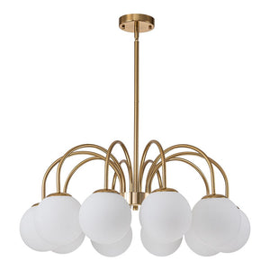 LightFixturesUSA-Mid-Century Frosted Glass Globe Bubble Round Chandelier-Chandelier-10-Lt-Black