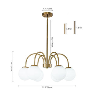 LightFixturesUSA-Mid-Century Frosted Glass Globe Bubble Round Chandelier-Chandelier-10-Lt-Black