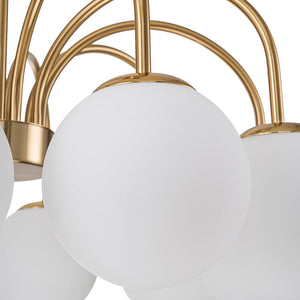 LightFixturesUSA-Mid-Century Frosted Glass Globe Bubble Round Chandelier-Chandelier-10-Lt-Black