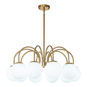 LightFixturesUSA-Mid-Century Frosted Glass Globe Bubble Round Chandelier-Chandelier-10-Lt-Black