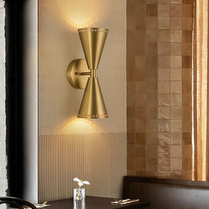 LightFixturesUSA - Mid - Century Modern 2 - Light Up Down Cone Wall Sconce - Wall Sconce - Brass - 