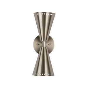 LightFixturesUSA - Mid - Century Modern 2 - Light Up Down Cone Wall Sconce - Wall Sconce - Nickel - 1 Pack - 