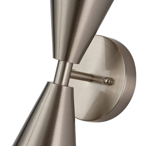 LightFixturesUSA - Mid - Century Modern 2 - Light Up Down Cone Wall Sconce - Wall Sconce - Nickel - 1 Pack - 