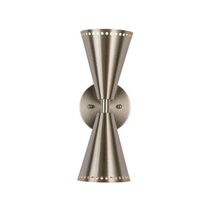 LightFixturesUSA - Mid - Century Modern 2 - Light Up Down Cone Wall Sconce - Wall Sconce - Nickel - 1 Pack - 
