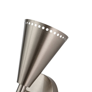 LightFixturesUSA - Mid - Century Modern 2 - Light Up Down Cone Wall Sconce - Wall Sconce - Nickel - 1 Pack - 
