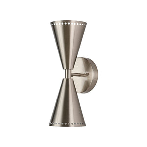 LightFixturesUSA - Mid - Century Modern 2 - Light Up Down Cone Wall Sconce - Wall Sconce - Nickel - 1 Pack - 
