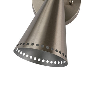 LightFixturesUSA - Mid - Century Modern 2 - Light Up Down Cone Wall Sconce - Wall Sconce - Nickel - 1 Pack - 