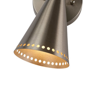 LightFixturesUSA - Mid - Century Modern 2 - Light Up Down Cone Wall Sconce - Wall Sconce - Nickel - 1 Pack - 