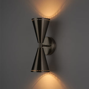 LightFixturesUSA - Mid - Century Modern 2 - Light Up Down Cone Wall Sconce - Wall Sconce - Nickel - 1 Pack - 