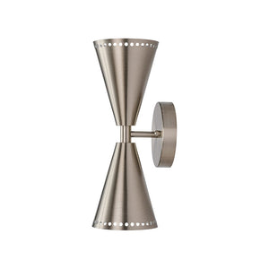 LightFixturesUSA - Mid - Century Modern 2 - Light Up Down Cone Wall Sconce - Wall Sconce - Nickel - 1 Pack - 