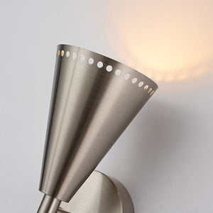 LightFixturesUSA - Mid - Century Modern 2 - Light Up Down Cone Wall Sconce - Wall Sconce - Nickel - 1 Pack - 