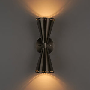 LightFixturesUSA - Mid - Century Modern 2 - Light Up Down Cone Wall Sconce - Wall Sconce - Nickel - 1 Pack - 