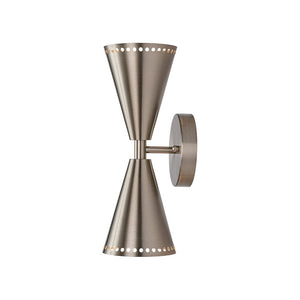 LightFixturesUSA - Mid - Century Modern 2 - Light Up Down Cone Wall Sconce - Wall Sconce - Nickel - 1 Pack - 