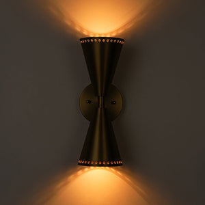 LightFixturesUSA - Mid - Century Modern 2 - Light Up Down Cone Wall Sconce - Wall Sconce - Nickel - 2 Packs - 
