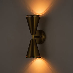 LightFixturesUSA - Mid - Century Modern 2 - Light Up Down Cone Wall Sconce - Wall Sconce - Nickel - 2 Packs - 