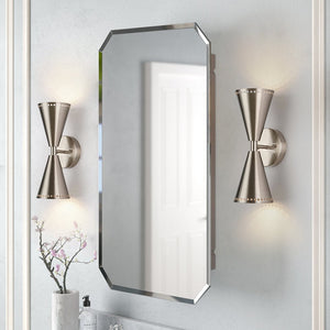 LightFixturesUSA - Mid - Century Modern 2 - Light Up Down Cone Wall Sconce - Wall Sconce - Nickel - 2 Packs - 