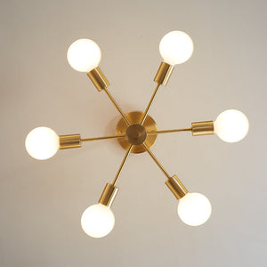 LightFixturesUSA - Mid - Century Modern 6 - Light Brass Sputnik Ceiling Light - Ceiling Light - Brass (Pre - Order) - 
