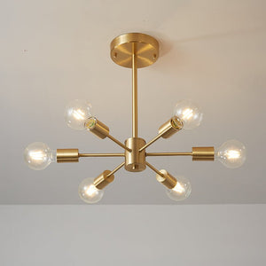 LightFixturesUSA - Mid - Century Modern 6 - Light Brass Sputnik Ceiling Light - Ceiling Light - Brass (Pre - Order) - 