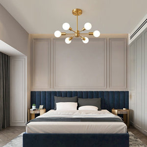 LightFixturesUSA - Mid - Century Modern 6 - Light Brass Sputnik Ceiling Light - Ceiling Light - Brass (Pre - Order) - 