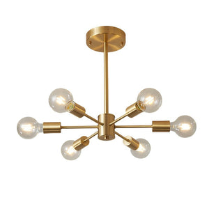 LightFixturesUSA - Mid - Century Modern 6 - Light Brass Sputnik Ceiling Light - Ceiling Light - Brass (Pre - Order) - 