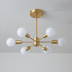 LightFixturesUSA - Mid - Century Modern 6 - Light Brass Sputnik Ceiling Light - Ceiling Light - Brass (Pre - Order) - 