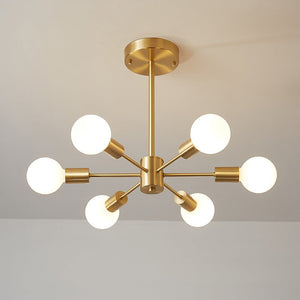 LightFixturesUSA - Mid - Century Modern 6 - Light Brass Sputnik Ceiling Light - Ceiling Light - Brass (Pre - Order) - 