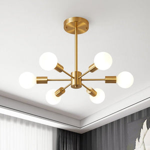 LightFixturesUSA - Mid - Century Modern 6 - Light Brass Sputnik Ceiling Light - Ceiling Light - Brass (Pre - Order) - 