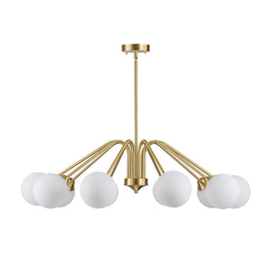 LightFixturesUSA - Mid - Century Opal Glass Globe Brass Sputnik Chandelier - Chandelier - 10 - Lt - 
