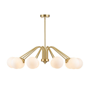 LightFixturesUSA - Mid - Century Opal Glass Globe Brass Sputnik Chandelier - Chandelier - 10 - Lt - 