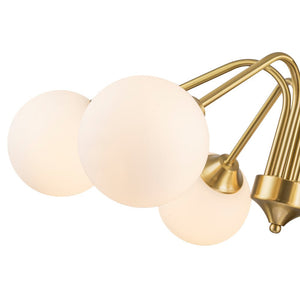 LightFixturesUSA - Mid - Century Opal Glass Globe Brass Sputnik Chandelier - Chandelier - 10 - Lt - 