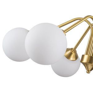 LightFixturesUSA - Mid - Century Opal Glass Globe Brass Sputnik Chandelier - Chandelier - 10 - Lt - 
